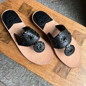 Jack Rogers Black Leather Flats Sandals 7